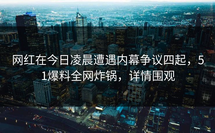 网红在今日凌晨遭遇内幕争议四起,51爆料全网炸锅,详情围观