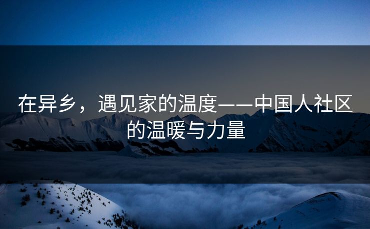 在异乡，遇见家的温度——中国人社区的温暖与力量