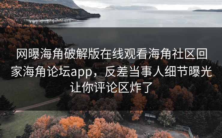 网曝海角破解版在线观看海角社区回家海角论坛app，反差当事人细节曝光让你评论区炸了