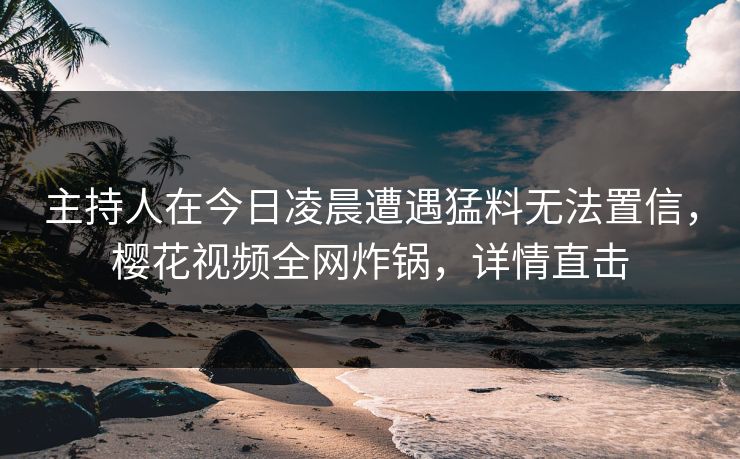 主持人在今日凌晨遭遇猛料无法置信，樱花视频全网炸锅，详情直击