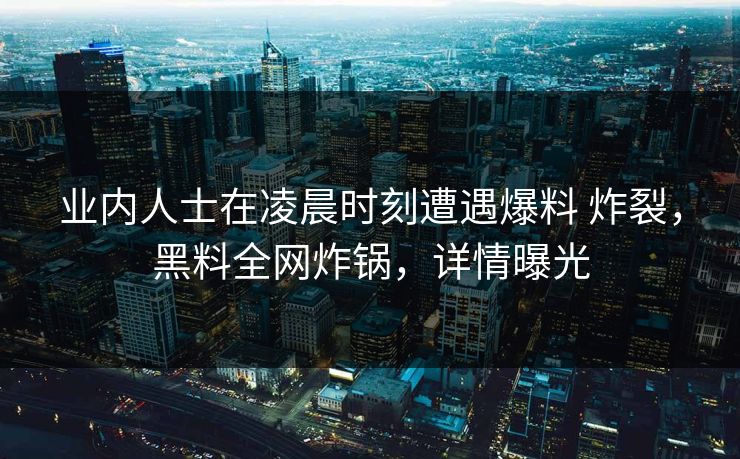业内人士在凌晨时刻遭遇爆料 炸裂，黑料全网炸锅，详情曝光