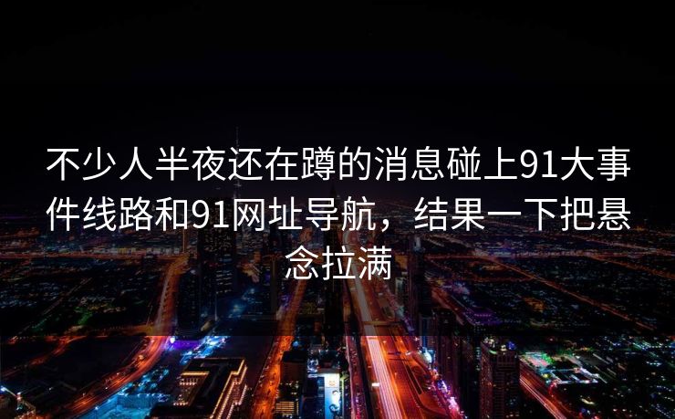 不少人半夜还在蹲的消息碰上91大事件线路和91网址导航，结果一下把悬念拉满